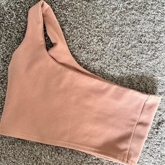 Nude one shoulder crop top - Picture 4 of 5